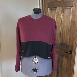 Pink Victoria’s Secret Stylish Two-Tone Sweatshirt - Burgundy and Black. Size L
